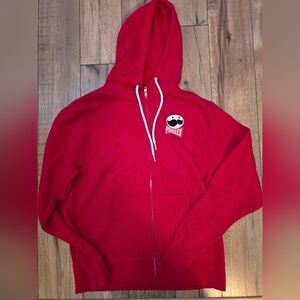 Red Zip-Up Hoodie with Logo